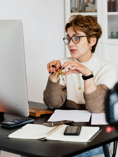 woman on computer